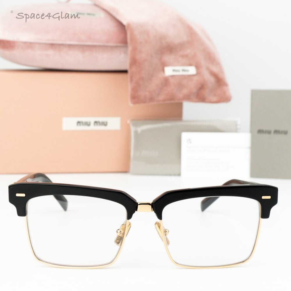 Miu Miu Men Eyeglasses Black Clear Blue Light Filter Square MU10ZS 1AB08N NEW